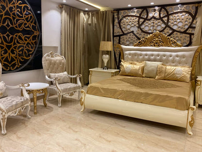 Elegant Modern Bedroom Set with Gold Accents
