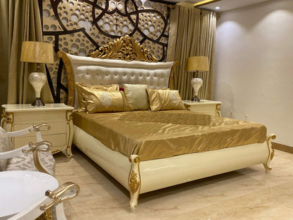 Elegant Modern Bedroom Set with Gold Accents