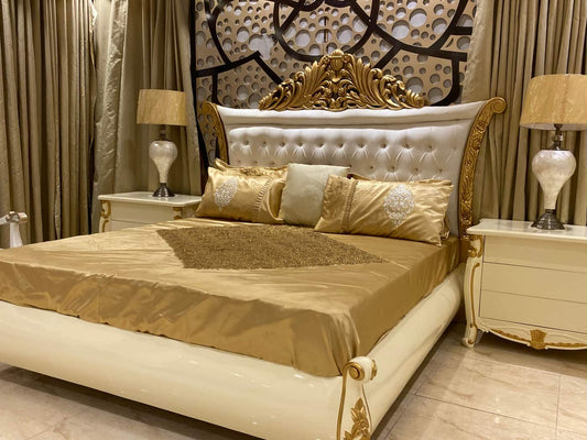 Elegant Modern Bedroom Set with Gold Accents