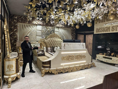 Classical Gold-Accented smart Tv Bed Set