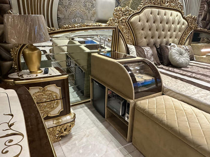 Classical Gold-Accented smart Tv Bed Set