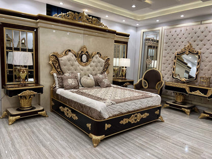 Luxurious Classic Bedroom Set with Gold Accents