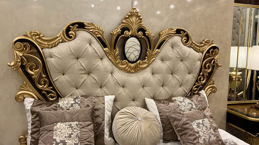 Luxurious Classic Bedroom Set with Gold Accents