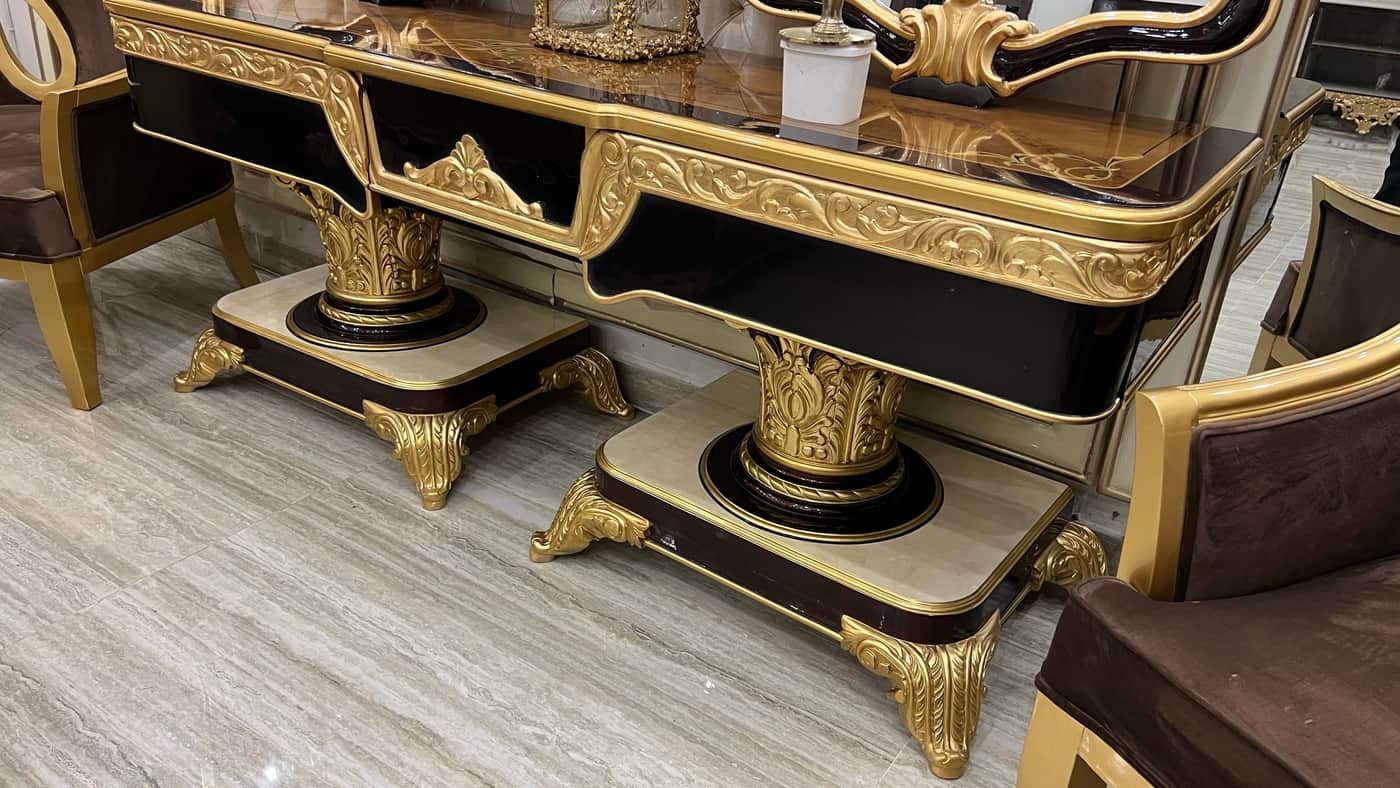 Luxurious Classic Bedroom Set with Gold Accents
