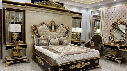 Luxurious Classic Bedroom Set with Gold Accents