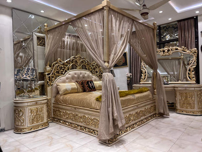 Luxurious Ornate Canopy Bed Set