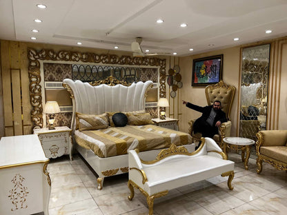 Luxurious Gold and White Bedroom Set
