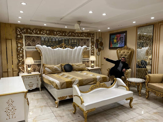Luxurious Gold and White Bedroom Set