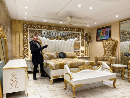 Luxurious Gold and White Bedroom Set