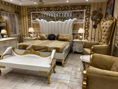 Luxurious Gold and White Bedroom Set