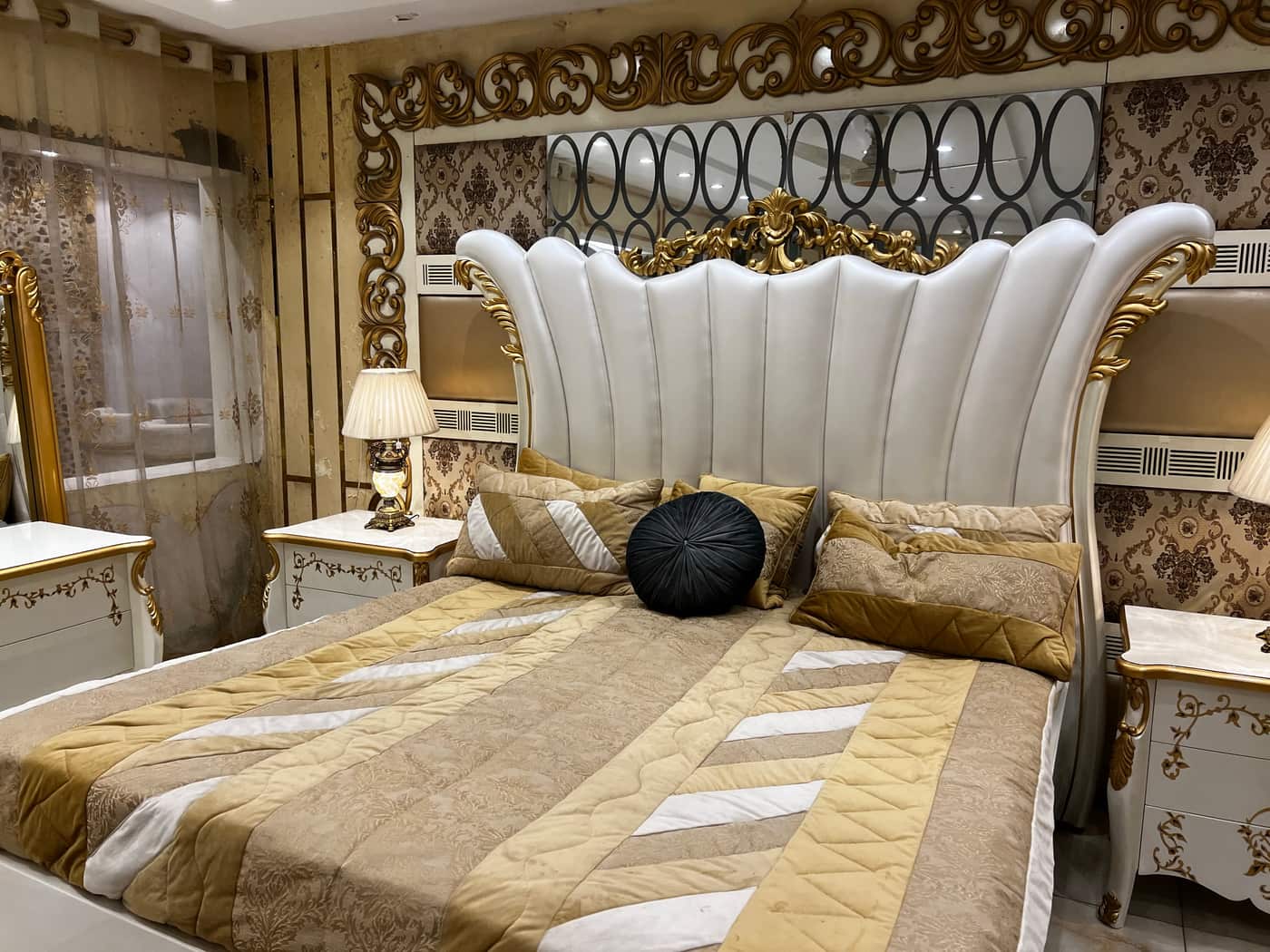 Luxurious Gold and White Bedroom Set