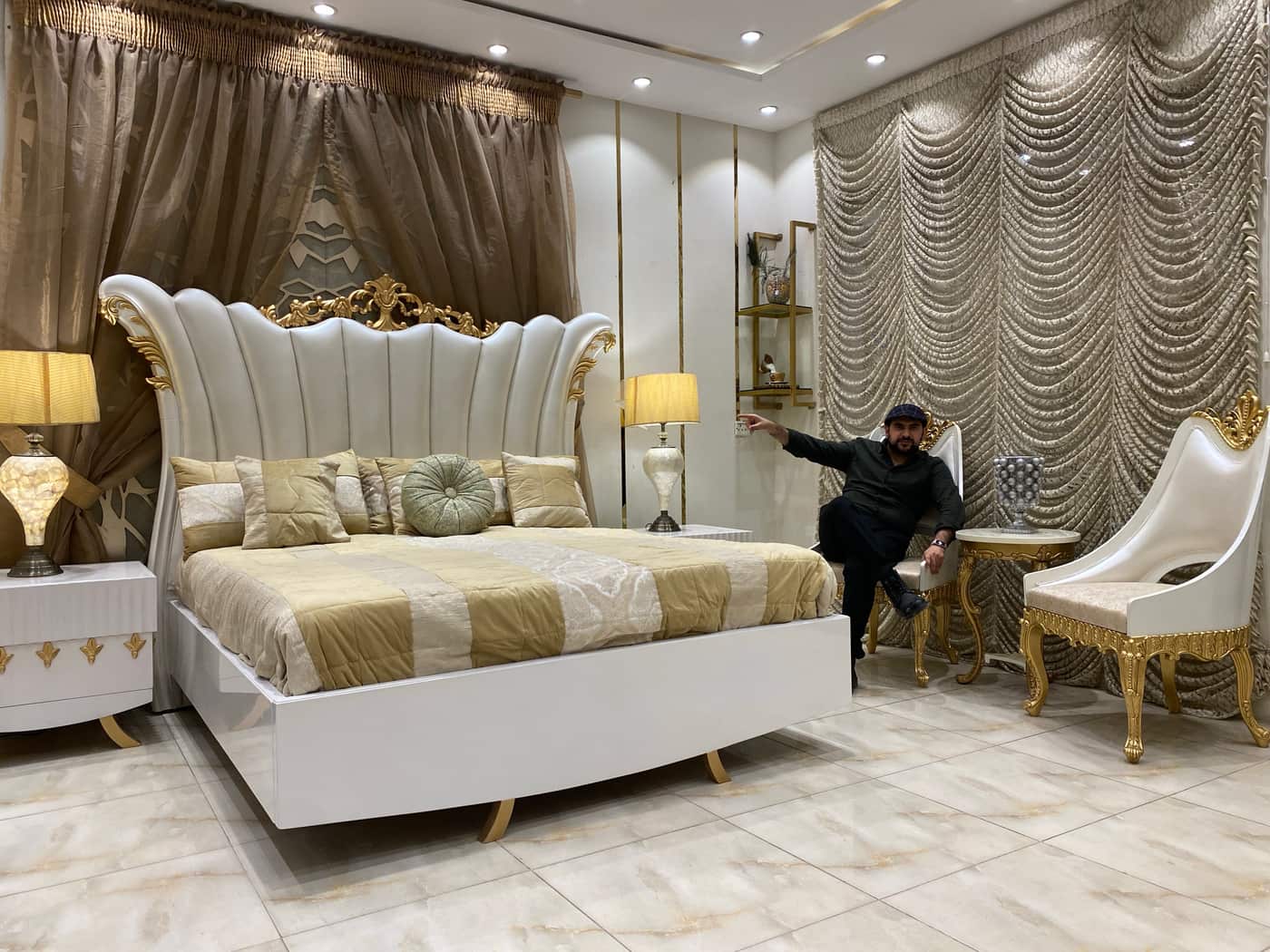 Luxurious Modern Bed Set with Elegant Seating