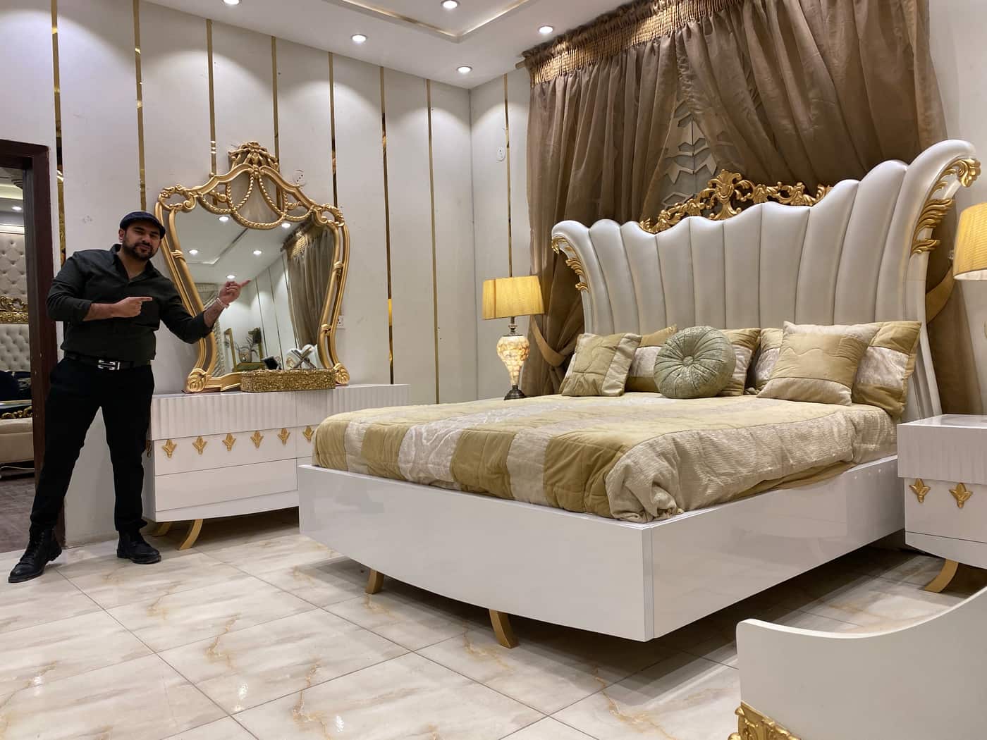 Luxurious Modern Bed Set with Elegant Seating