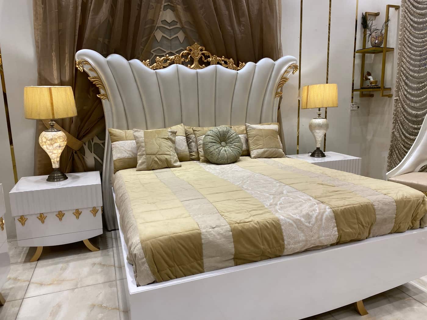 Luxurious Modern Bed Set with Elegant Seating