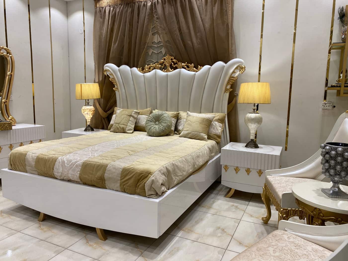Luxurious Modern Bed Set with Elegant Seating