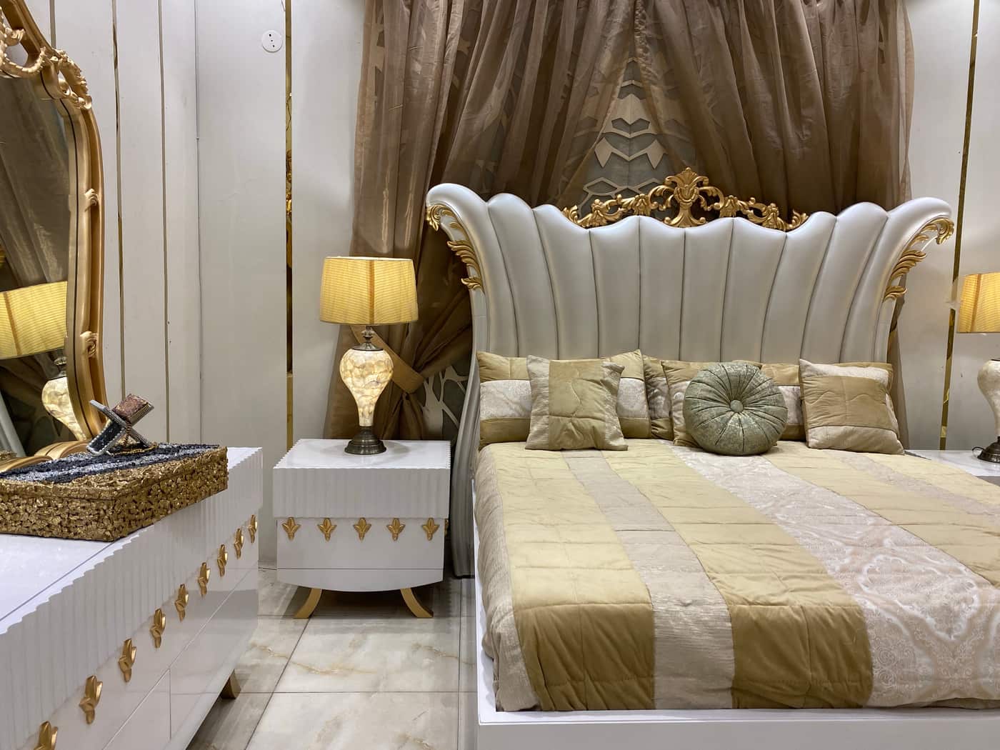 Luxurious Modern Bed Set with Elegant Seating