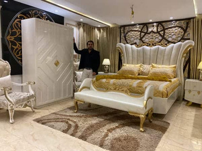 Luxurious Modern Bedroom Set with Gold Accents