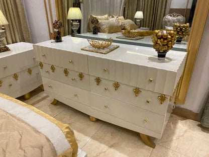 Luxurious Modern Bedroom Set with Gold Accents