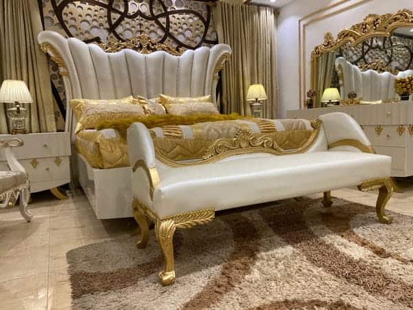 Luxurious Modern Bedroom Set with Gold Accents
