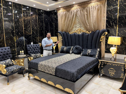 Luxurious Black and Gold Bedroom Set