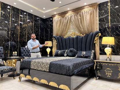 Luxurious Black and Gold Bedroom Set