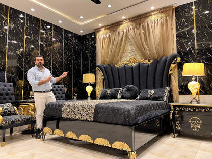 Luxurious Black and Gold Bedroom Set