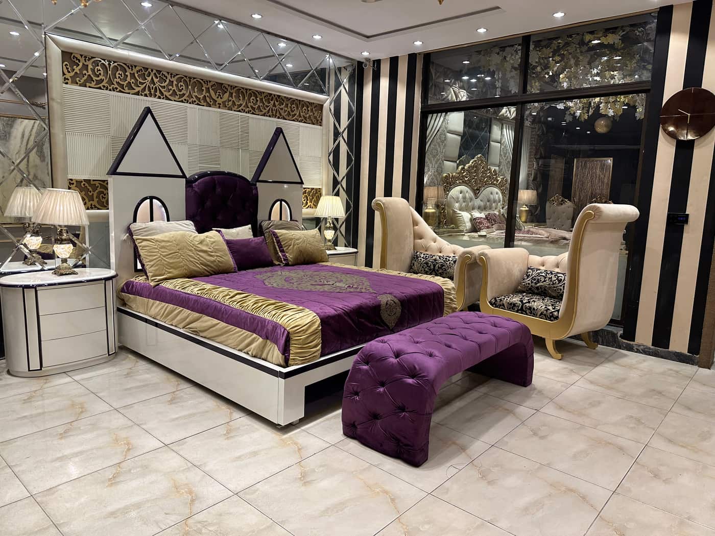 Luxurious Purple Velvet Bedroom Set