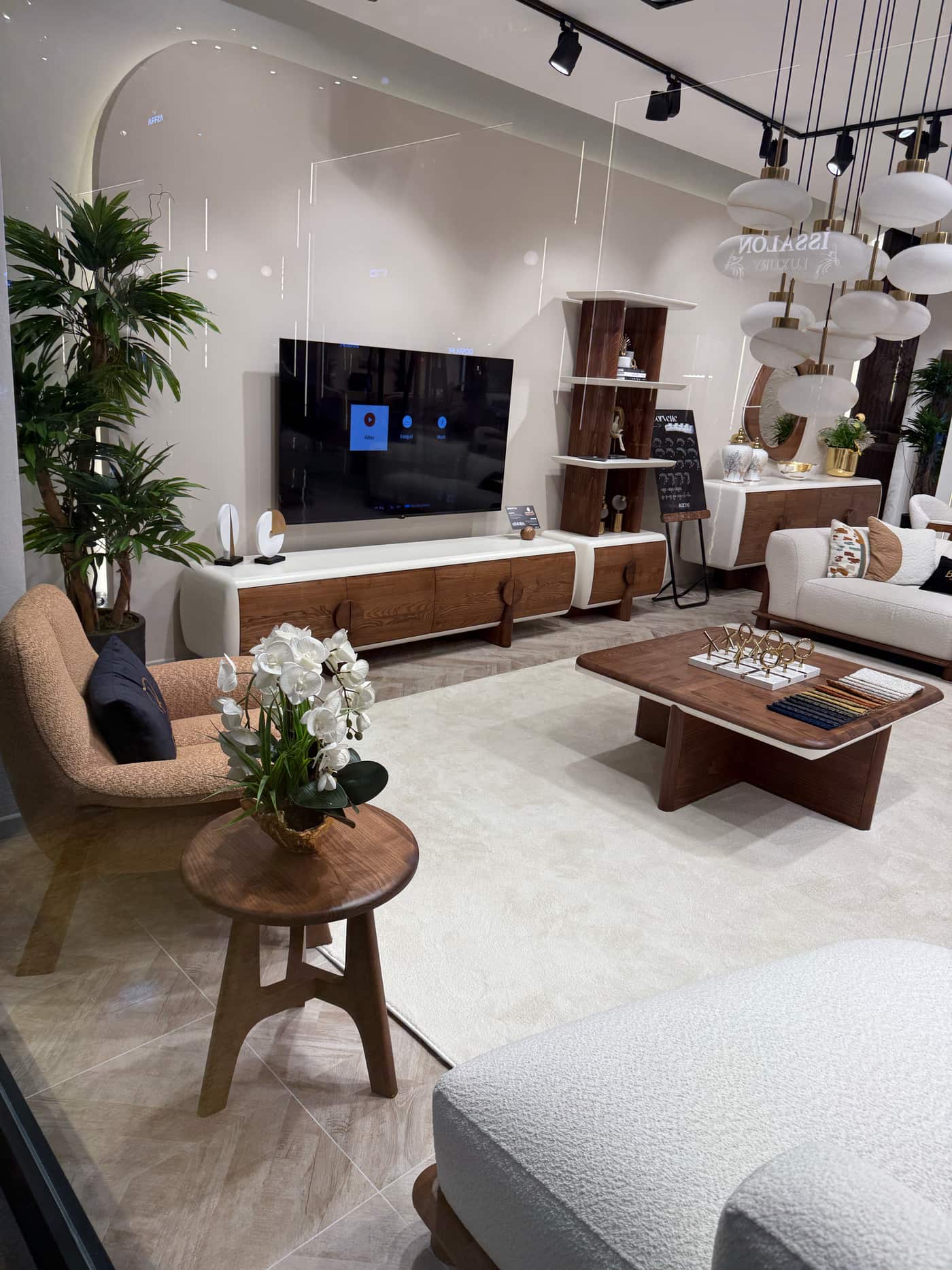 Modern Living Room Set with Pendant Lights