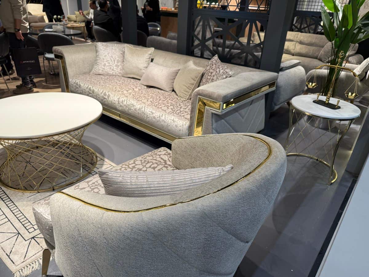 Luxury Modern Sofa Set with Gold Accents