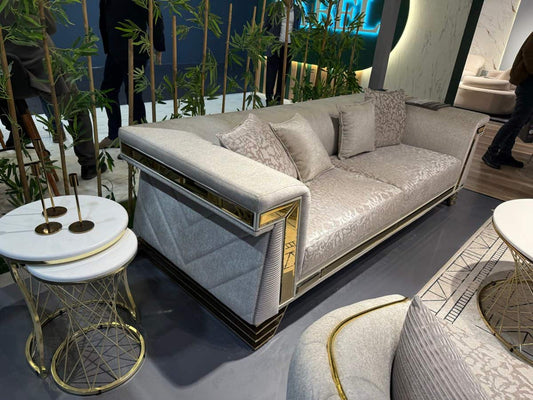 Luxury Modern Sofa Set with Gold Accents
