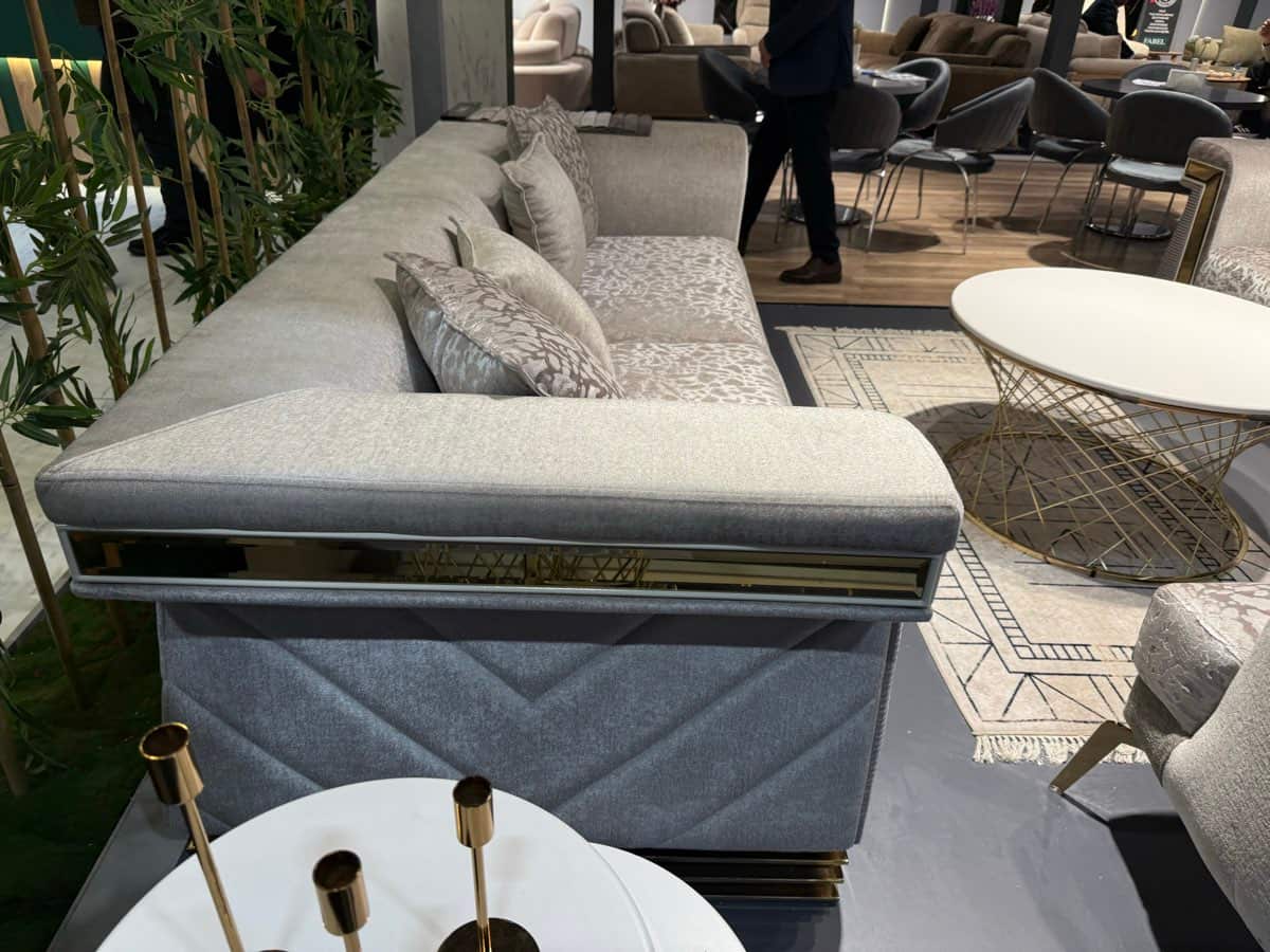 Luxury Modern Sofa Set with Gold Accents