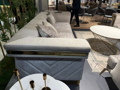 Luxury Modern Sofa Set with Gold Accents