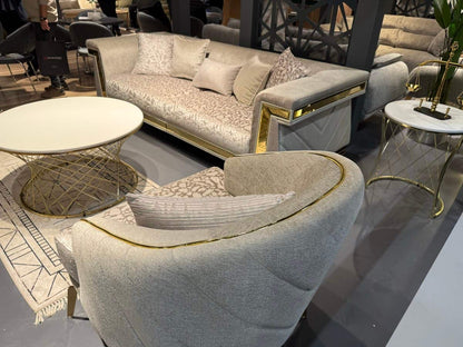 Luxury Modern Sofa Set with Gold Accents