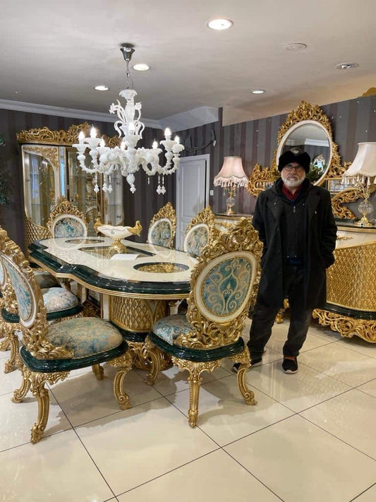 Luxurious Golden Dining Set with Intricate Detailing