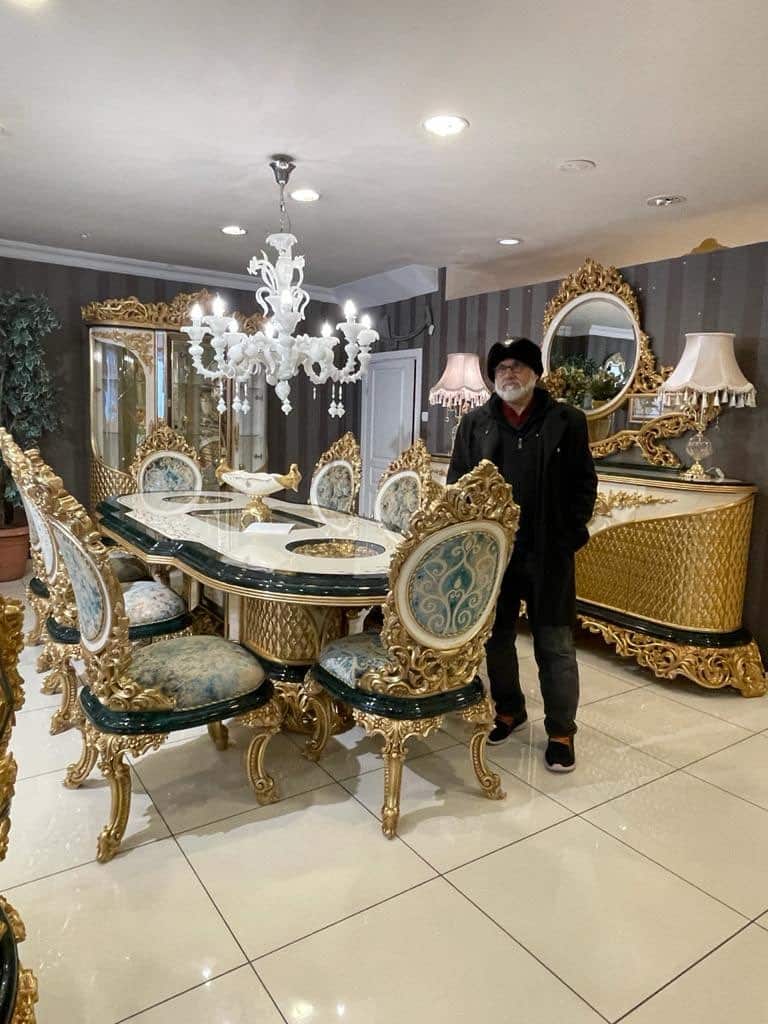 Luxurious Golden Dining Set with Intricate Detailing