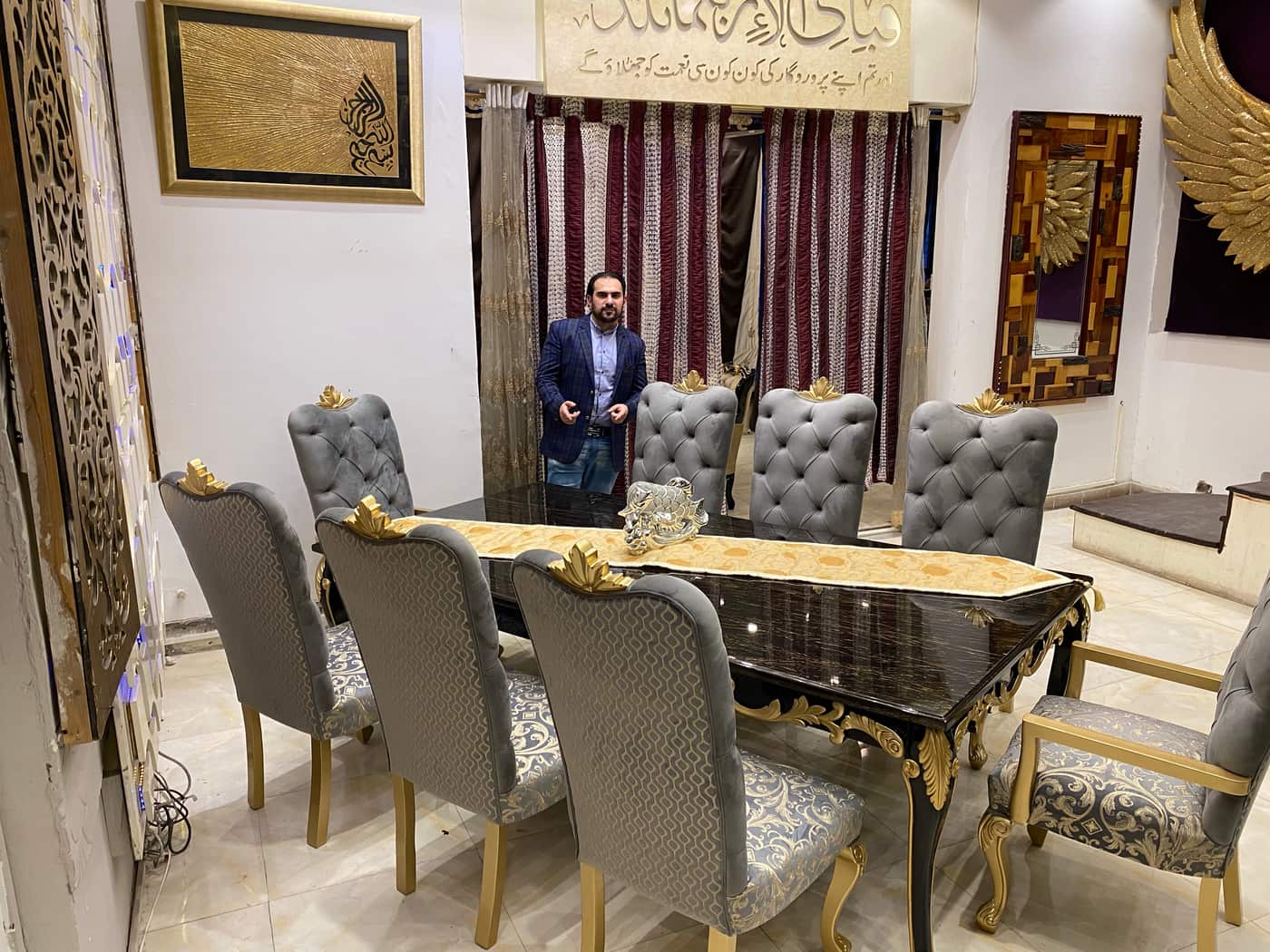 Elegant Luxury Dining Set with Upholstered Chairs
