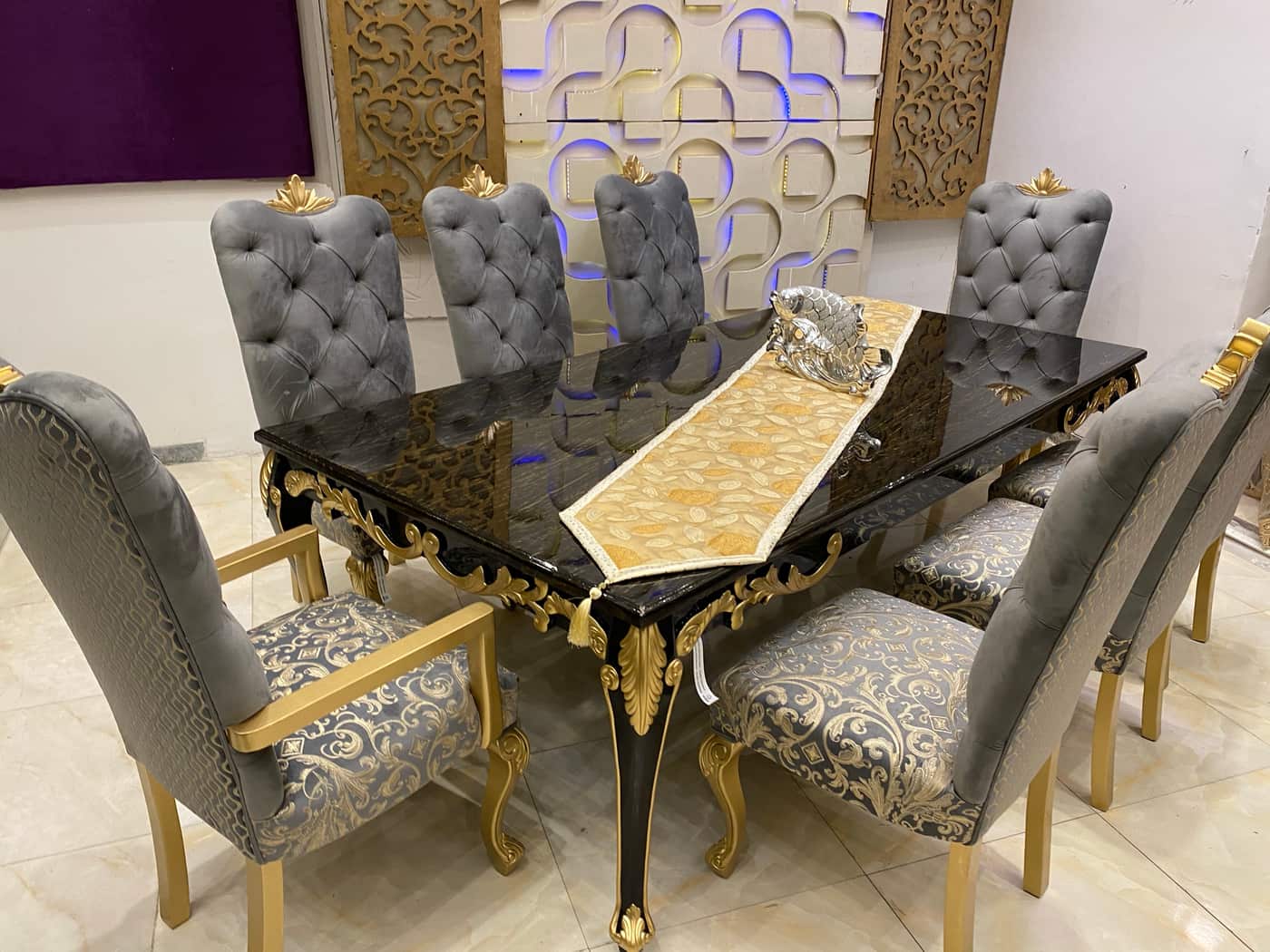 Elegant Luxury Dining Set with Upholstered Chairs