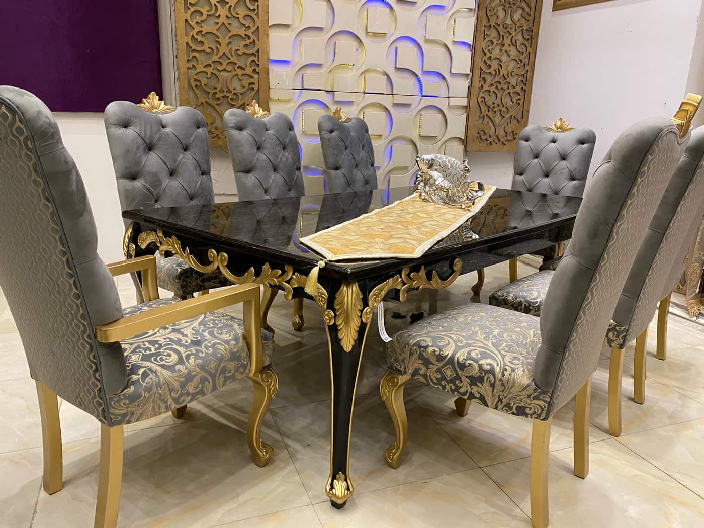 Elegant Luxury Dining Set with Upholstered Chairs