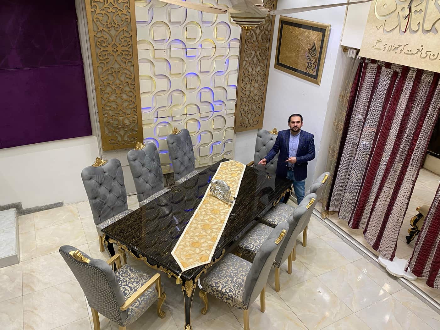 Elegant Luxury Dining Set with Upholstered Chairs