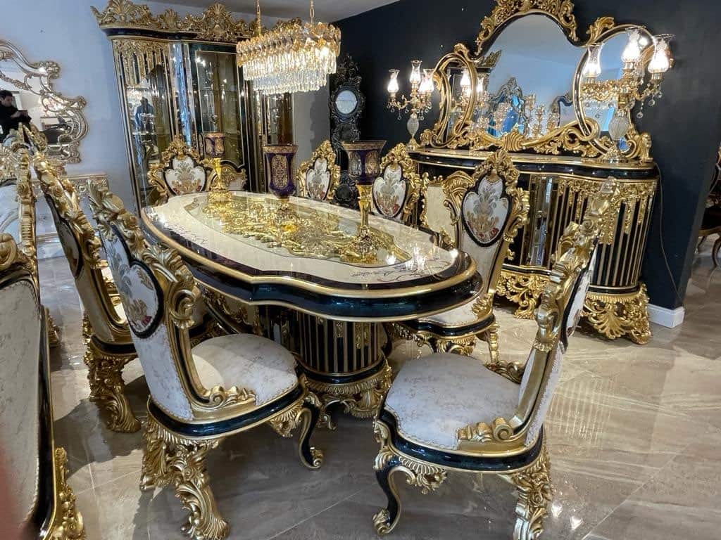 Luxury Gold and Black Dining Set