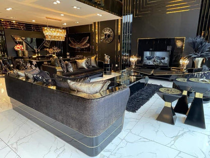 Luxurious Black and Gold Living Room Set