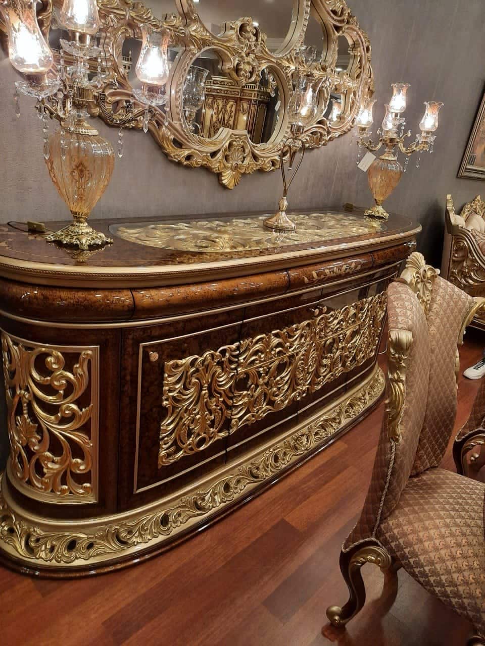 Luxury Handmade Sofa Set with Ornate Gold Accents