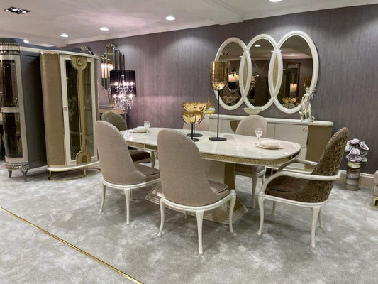 Elegant Modern Dining Set with Upholstered Chairs