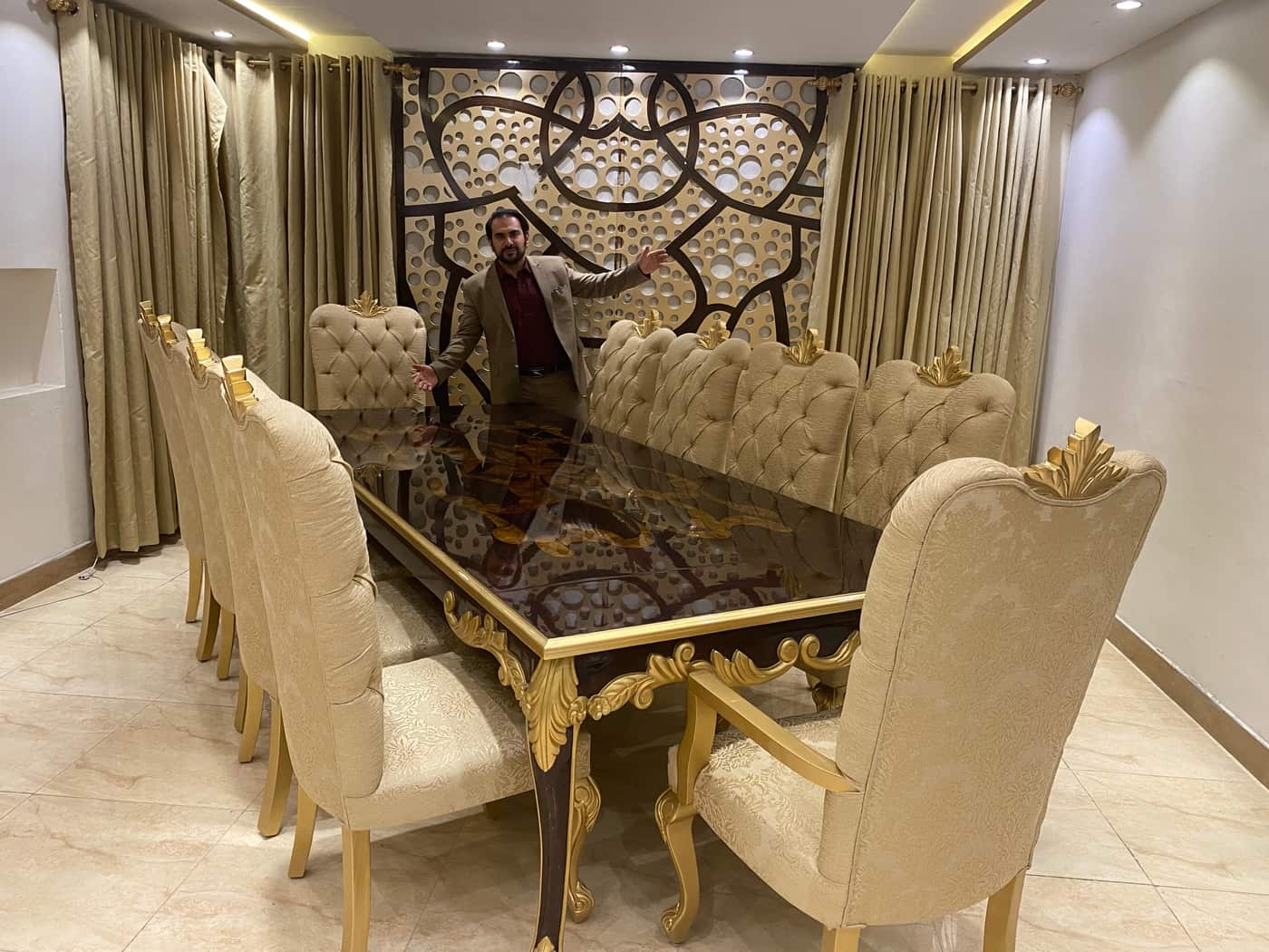 Elegant Gold and Cream Dining Set