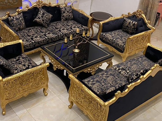 Luxurious Gold and Black Living Room Set