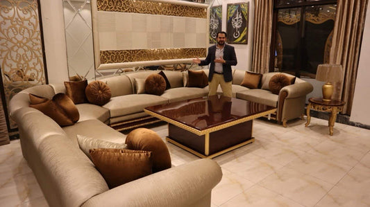 Luxurious Fabric Sectional Sofa Set with Coffee Table