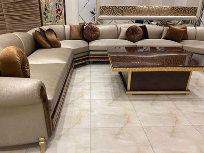 Luxurious Fabric Sectional Sofa Set with Coffee Table