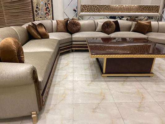 Luxurious Fabric Sectional Sofa Set with Coffee Table