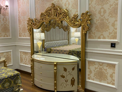 Opulent French Rococo Armchair Set with Side Table