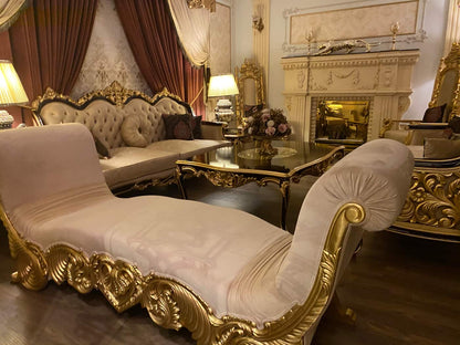 Luxurious Gilded Sofa Set with Elegant Chaise Lounge